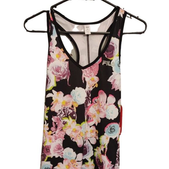Fila Tops - Final markdown Fila Racerback floral top in black NWT (T1)